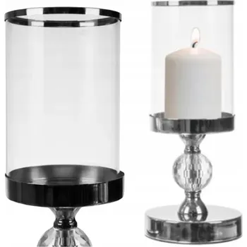 Svícen SKLENĚNÝ SVÍCEN Lampion Křišťálový Glamour 28 cm