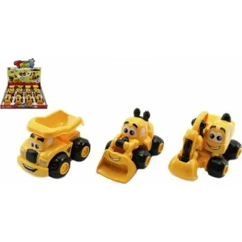 autíčko Auto stavební pro nejmenší plast 9cm asst 3 druhy volný chod 12ks v boxu 12m+