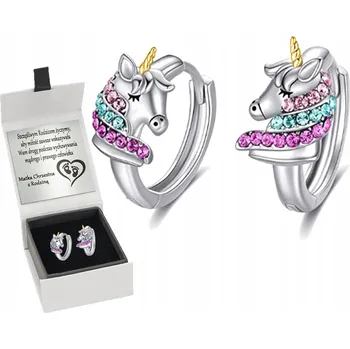 Náušnice STŘÍBRNÉ NÁUŠNICE PRO DÍVKU JEDNOROŽCI GRAVÍROVÁNÍ
