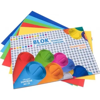 Výtvarný papír Blok s barevnými papíry A4 Superior - 25 listů