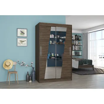 Šatní skříň ADRK Šatní zrcadlová skříň posuvná TEXAS CH 120, choco