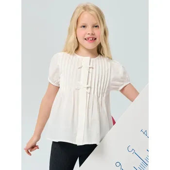 Dívčí oblečení Sinsay - Halenka s plisovanou přední částí a mašlemi - bílá - 716EI-00X - 716EI-00X-104