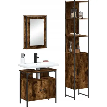 Koupelnový nábytek 3dílná sada koupelnového nábytku, kouřový dub