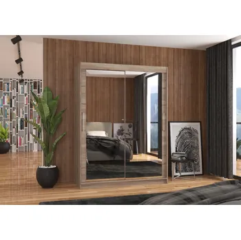 Šatní skříň ADRK Šatní zrcadlová skříň posuvná PERMO T 150, truffle