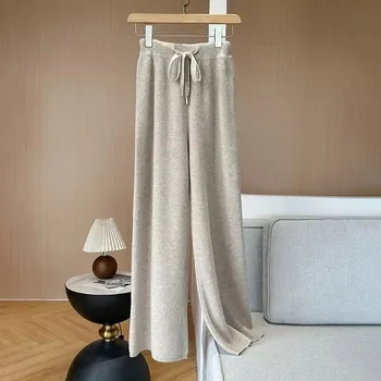 Dámské kalhoty Dámské kalhoty s vysokým pasem – rovné nohavice Velikost: XL, Barva (Varianta): Beige Camel