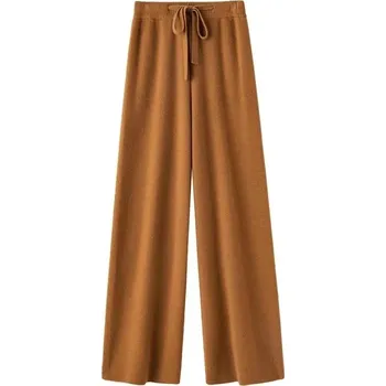 Dámské kalhoty Dámské kalhoty s vysokým pasem – rovné nohavice Velikost: M, Barva (Varianta): Karamelová