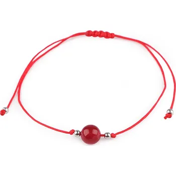 Náramek Náramek shamballa minerální korálek, barva 1 karneol