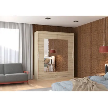 Šatní skříň ADRK Šatní zrcadlová skříň posuvná ROSETTE S 180, dub sonoma