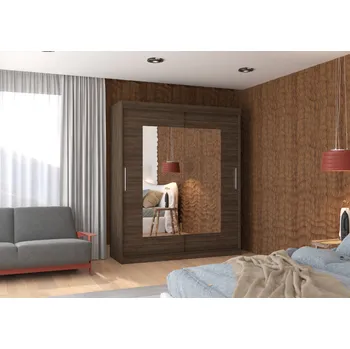 Šatní skříň ADRK Šatní zrcadlová skříň posuvná ROSETTE CH 180, choco