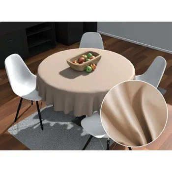 ubrus Velký kulatý bavlněný saténový ubrus ST-017 Béžový Ø 150 cm