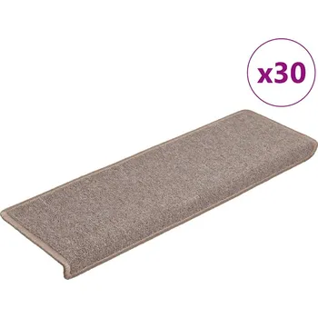 vidaXL Schodové rohože 30 ks 65 x 21 x 4 cm světle hnědé s obdélníkovým okrajem
