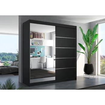 Šatní skříň ADRK Šatní zrcadlová skříň posuvná OLIVER B 200, černá