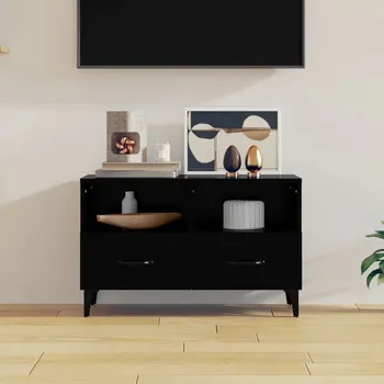 Televizní stolek TV stolek, černý, 80x36x50 cm, dřevěný materiál