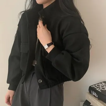 Dámská mikina Dámská volná vlnená mikina – na knoflíky Barva: Černá, Velikost: M