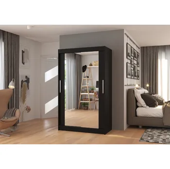 Šatní skříň ADRK Šatní zrcadlová skříň posuvná TIBAGO B 120, černá