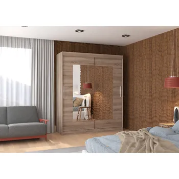 Šatní skříň ADRK Šatní zrcadlová skříň posuvná ROSETTE T 180, truffle