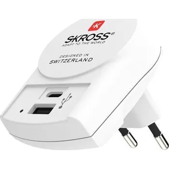 Nabíjecí adaptér, bílá, 1x USB-A / 1x USB-C, SKROSS 1.302423