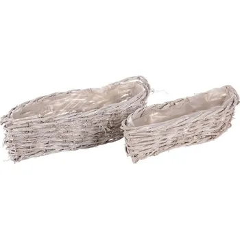 Nákupní košík Nábytek PEGAS s.r.o. Obal proutěný ve tvaru slzy - réva bělená, cena za sadu 2 ks