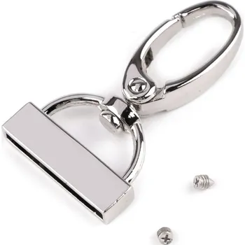 Galanterie Kovová karabina otočná s koncovkou na popruh o šíři 25 mm, barva 1 nikl