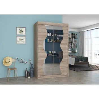 Šatní skříň ADRK Šatní zrcadlová skříň posuvná OSWALD T 120, truffle