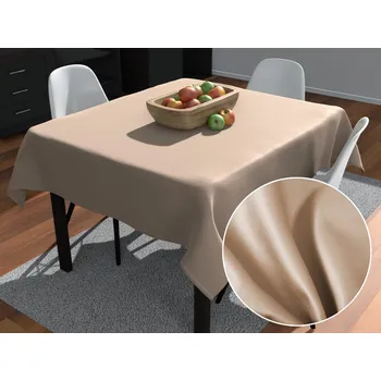 ubrus Velký čtvercový bavlněný saténový ubrus ST-017 Béžový 180x180 cm