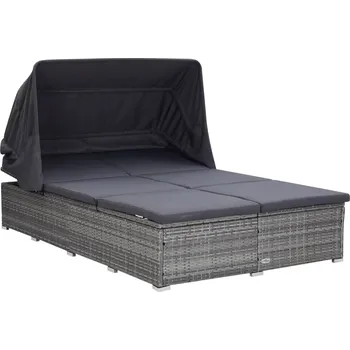 Zahradní lehátko Zahradní lehátko pro 2 osoby 194x120,5x110 cm šedé/tmavě šedé