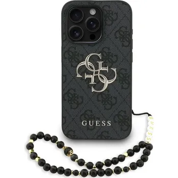 Náhradní kryt pro mobilní telefon Guess PU 4G Metal Logo Strap zadní kryt pro iPhone 15 Pro Max Black