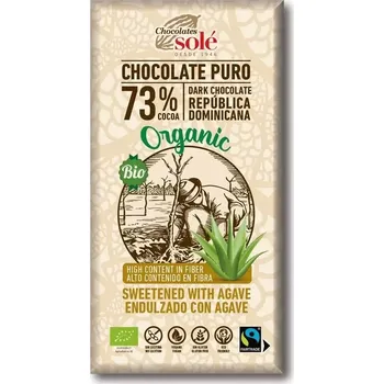 Čokoláda Chocolates Solé - 73% Bio čokoláda bez cukru s agáve - objednávky do 15:00 doručíme zítra