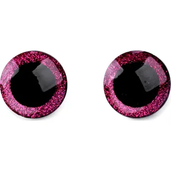 Oči glitrové s pojistkou Ø25 mm, malé, 2 pink
