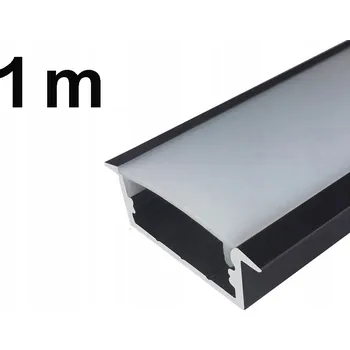 Příslušenství pro LED osvětlení Profil LED Aluminiowy Wpuszczany 1m Czarny + 1 m černý krycí set