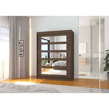 Šatní skříň ADRK Šatní zrcadlová skříň posuvná MURANI CH 150, choco