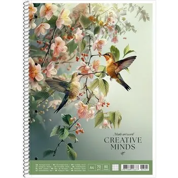 Spirálový sešit "College Block Creative Minds", mix motivů, A4, čtverečkovaný, 80 listů, SHKOLYARYK