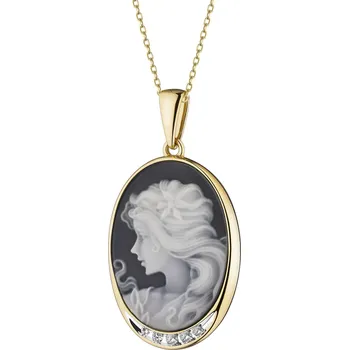 Přívěsek Zlatý přívěsek s diamanty a achátem - kamej - ryzost 585 - 220.887