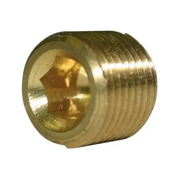 Šroub DIN 906 R 3/4. MS zátka s vnitřním 6-hranem, kuželový závit trubkový, mosaz