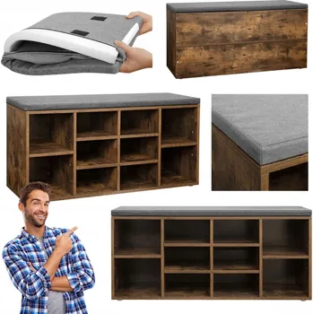 Botník Botník s sedátkem Vasagle 104 x 48 x 30 cm, odstíny hnědé