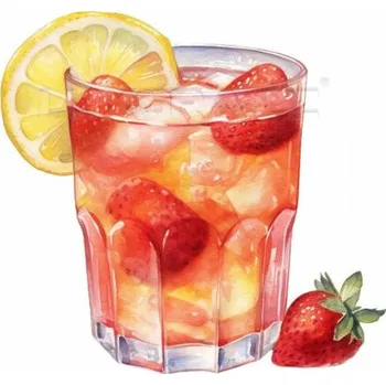 Textilní nažehlovací páska Nažehlovačka Drink jahoda - 12 x 11 cm