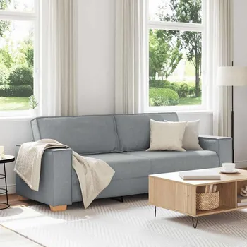 Pohovka vidaXL 3-místné sofa s polštářem textil [4104994] Barva: světle šedá