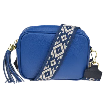 Kabelka NovaKabelka.cz Kožená italská crossbody kabelka Bala Bluette s přídavným popruhem II