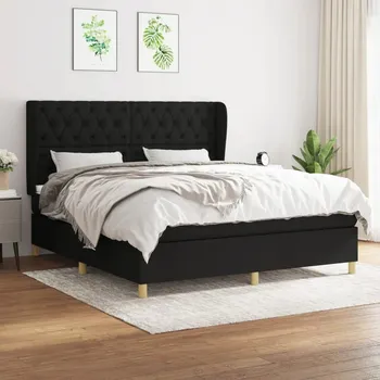 Postel Kontinentální postel s matrací, černá, látková