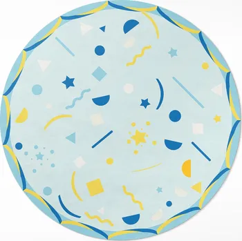 Koberec Kulatý Koberec Vinyl PVC fi 50 cm Krásné ozdobné květiny jemná akvarelová barva