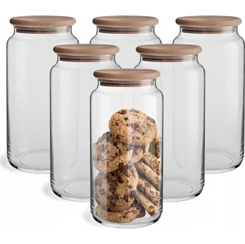 Dóza na potraviny SKLENĚNÉ NÁDOBY Na Těstoviny Mouku Potraviny 6 x 21 cm POLSKÉ SKLO Glasset