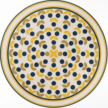 Koberec Kulatý Koberec Vinyl PVC průměr 50 cm Ilustrace boho listy v jemném stylu