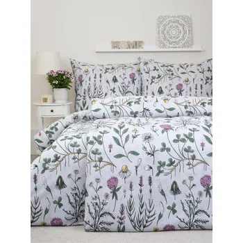 Povlečení Prodloužené krepové povlečení Renforcé - Herbář šedý