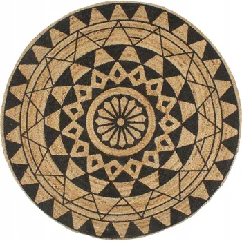 Koberec Ručně vyrobený jutový koberec s černým potiskem, 150 cm