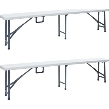 Zahradní lavice vidaXL Skládací zahradní lavice 2 ks 180 cm HDPE [48832] Barva: Bílá