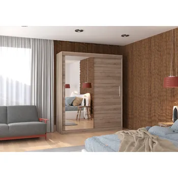 Šatní skříň ADRK Šatní zrcadlová skříň posuvná TOM T 180, truffle