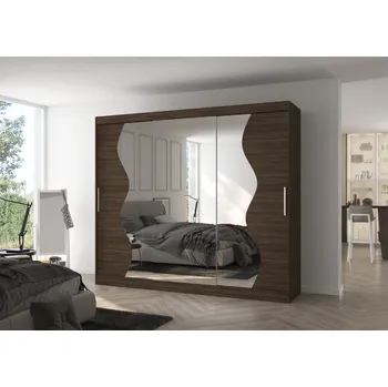Šatní skříň ADRK Šatní zrcadlová skříň posuvná SHARON CH 250, choco