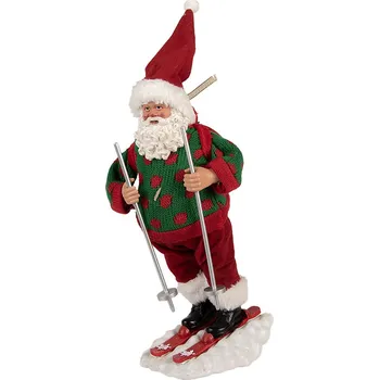 Bytová dekorace Clayre & Eef - Dekorativní figurka Santa Clause na lyžích 66235