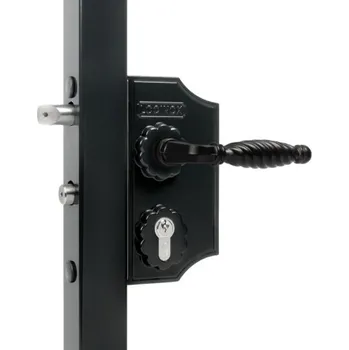 Příslušenství pro plot Malý ozdobný zámek LOCINOX LAKY F2 | pro hranatý profil 60-70 mm | černá RAL 9005