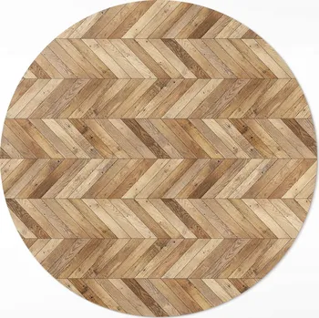 Koberec Kulatý Koberec z PVC do kuchyně Rozměr ⌀ 50 cm Módní dřevěná jedlová parketa